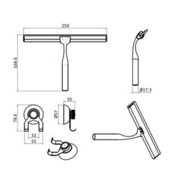 Homestylestore Chrome Stainless Steel Shower Squeegee With Wall Hook - thumbnail 3