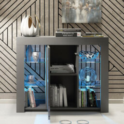 Harbor Sideboard 97Cm Dark Grey With High Gloss Doors And Led Lighting - Creative Furniture - thumbnail 8