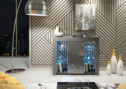 Harbor Sideboard 97Cm Dark Grey With High Gloss Doors And Led Lighting - Creative Furniture - thumbnail 5