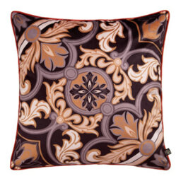 Laurence Llewelyn-Bowen Festivo Ornamental Tile Print Velvet Black Filled Cushion - thumbnail 2