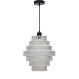 First Choice Lighting Set Of 2 Benson - 7 Tier Large Glass & Black Ceiling Pendant Lights - thumbnail 2