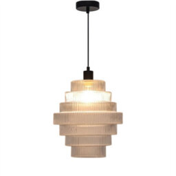 First Choice Lighting Set Of 2 Benson - 7 Tier Large Glass & Black Ceiling Pendant Lights - thumbnail 3