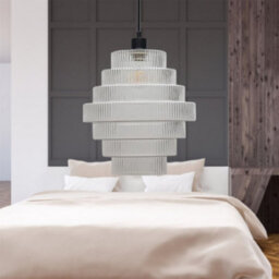 First Choice Lighting Set Of 2 Benson - 7 Tier Large Glass & Black Ceiling Pendant Lights - thumbnail 5