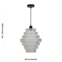 First Choice Lighting Set Of 2 Benson - 7 Tier Large Glass & Black Ceiling Pendant Lights - thumbnail 6