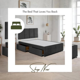 Black Plush Fabric 4Ft Small Double Bed Frame With 20 Inch Vertical Line Headboard And 2 Drawers - thumbnail 4