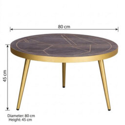 Loft Dark Mango Wood And Gold Metal Legs Round Coffee Table - thumbnail 7