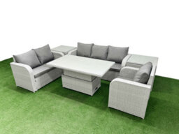 Fimous Pe Wicker 6 Seater Outdoor Rattan Furniture Sofa Sets Adjustable Lifting Dining Or Coffee Table 2 Side Table - thumbnail 2