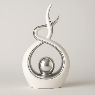 Modern Silver Swirl Ceramic Sculpture Home Decor Ornament - image 1