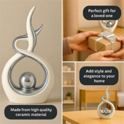 Modern Silver Swirl Ceramic Sculpture Home Decor Ornament - thumbnail 3