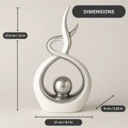 Modern Silver Swirl Ceramic Sculpture Home Decor Ornament - thumbnail 2