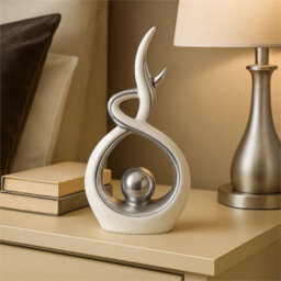 Modern Silver Swirl Ceramic Sculpture Home Decor Ornament - thumbnail 4