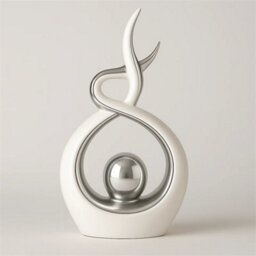 Modern Silver Swirl Ceramic Sculpture Home Decor Ornament - thumbnail 1