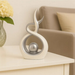 Modern Silver Swirl Ceramic Sculpture Home Decor Ornament - thumbnail 6