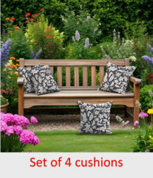 Luxury Living Blossom Outdoor Water-Repellant Cushion - Blue - Set Of 4 - thumbnail 2