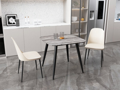 Core Products Aspen Grey Oak Effect 80Cm Square Dining Table With 2 Calico Plastic Duo Design Chairs - image 1