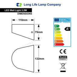 Long Life Lamps Company Led Stainless Steel Wall Down Light Modern Garden Outdoor Wall Light Cool White - thumbnail 2