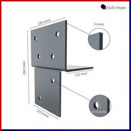 Gezu Impex Pergola Floor Bracket Anthracite Grey - Fence Post Corner Bolt Down Bracket - 121X121mm (Pack Of 8) - thumbnail 2