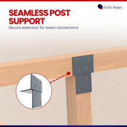 Gezu Impex Pergola Floor Bracket Anthracite Grey - Fence Post Corner Bolt Down Bracket - 121X121mm (Pack Of 8) - thumbnail 3