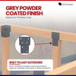 Gezu Impex Pergola Floor Bracket Anthracite Grey - Fence Post Corner Bolt Down Bracket - 121X121mm (Pack Of 8) - thumbnail 4