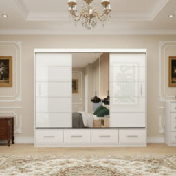 Florence 250mm Sliding Wardrobe With Mirror A Space Saving Triple Wardrobe For Modern Interiors White Semi Gloss With Mirror