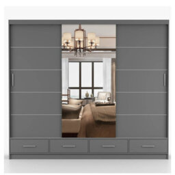Florence 250mm Sliding Wardrobe With Mirror A Space Saving Triple Wardrobe For Modern Interiors White Semi Gloss With Mirror - thumbnail 3