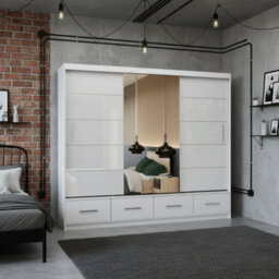 Florence 250mm Sliding Wardrobe With Mirror A Space Saving Triple Wardrobe For Modern Interiors White Semi Gloss With Mirror - thumbnail 2