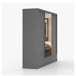 Florence 250mm Sliding Wardrobe With Mirror A Space Saving Triple Wardrobe For Modern Interiors White Semi Gloss With Mirror - thumbnail 4
