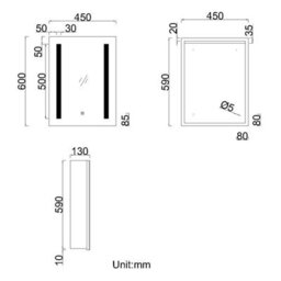 AVER-GROWTH Led Bathroom Mirror Cabinet With Shaver Socket, 3 Colour Light, Anti-Fog Demister, Touch/wall Switch, Brightness Memory, 450X600mm - thumbnail 8