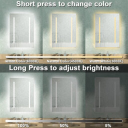 AVER-GROWTH Led Bathroom Mirror Cabinet With Shaver Socket, 3 Colour Light, Anti-Fog Demister, Touch/wall Switch, Brightness Memory, 450X600mm - thumbnail 2