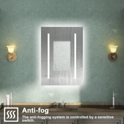 AVER-GROWTH Led Bathroom Mirror Cabinet With Shaver Socket, 3 Colour Light, Anti-Fog Demister, Touch/wall Switch, Brightness Memory, 450X600mm - thumbnail 4