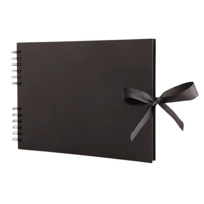 Woodside Home Living Ribbon Tie Scrap Book Style Photo Album 29Cm X 21.5Cm - Black - image 1