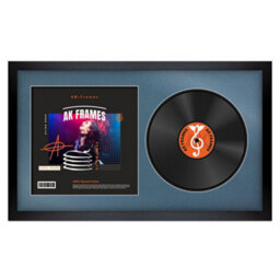 "30X17"" Matte Black Modern Vinyl Record Frame With Pompadour Mount For 12 Inch Lp Album Cover & Disc - Ak Frames"