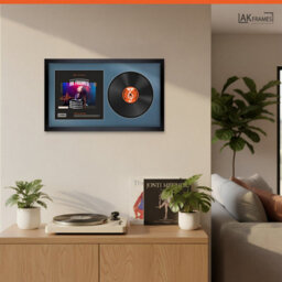 "30X17"" Matte Black Modern Vinyl Record Frame With Pompadour Mount For 12 Inch Lp Album Cover & Disc - Ak Frames" - thumbnail 5