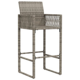 Vidaxl Garden Bar Stools 2 Pcs Grey Poly Rattan - thumbnail 4
