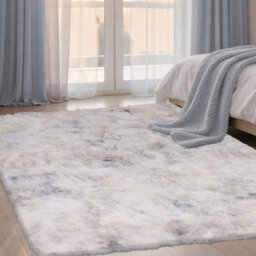 Aspire Homeware Non Slip Tie Dye Light Grey Shaggy Rug Soft Fluffy Washable, Living Area And Bedroom Rug, (L)170Cm X (W)120Cm - thumbnail 6