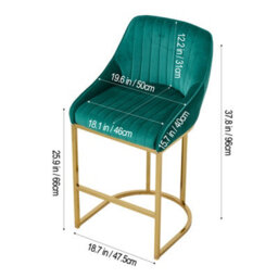Thehotsale Set Of 2 Modern Velvet Green Upholstered Bar Stools With Metal Legs - thumbnail 8
