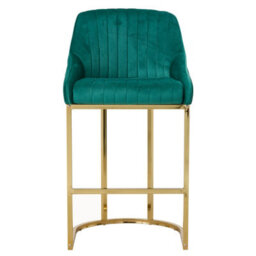 Thehotsale Set Of 2 Modern Velvet Green Upholstered Bar Stools With Metal Legs - thumbnail 5