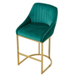 Thehotsale Set Of 2 Modern Velvet Green Upholstered Bar Stools With Metal Legs - thumbnail 6