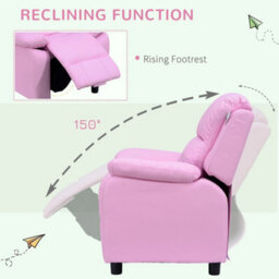 Kids Recliner Pu Leather Chair Pink - thumbnail 4