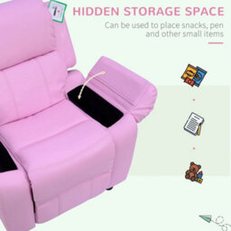Kids Recliner Pu Leather Chair Pink - thumbnail 5