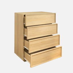 Sweeek - 4-Drawer Walnut Wood-Effect Storage Chest Natural 80X43X98.5 Cm - Kuba - thumbnail 3