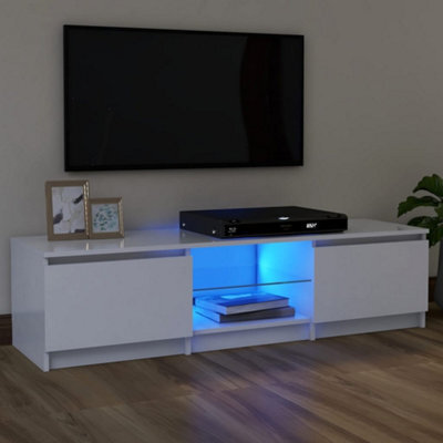Berkfield Tv Cabinet With Led Lights White 120X30X35.5 Cm - image 1