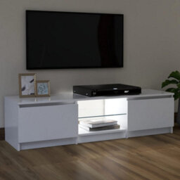 Berkfield Tv Cabinet With Led Lights White 120X30X35.5 Cm - thumbnail 5
