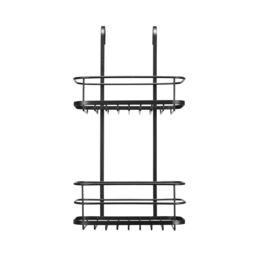 Croydex Black Mild Steel 2 Compartments Hook Over Shower Caddy (W)21Cm - thumbnail 2