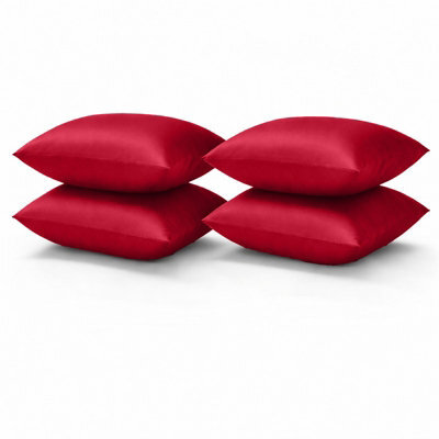 Aspire Homeware Bed Pillowcase 2 Pair -Soft Breathable Envelop Bedding Red Pillow Covers, Plain Dyed Pillowcase Set, 50 X 75 Cm - image 1