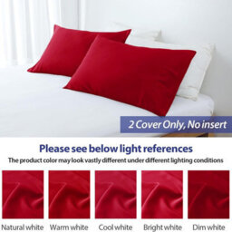 Aspire Homeware Bed Pillowcase 2 Pair -Soft Breathable Envelop Bedding Red Pillow Covers, Plain Dyed Pillowcase Set, 50 X 75 Cm - thumbnail 5