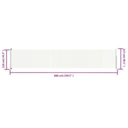 Walplus Patio Retractable Side Awning Garden Sun Shade Canopy Gazebo For Back Door, Porch, Patio 117X600 Cm Cream - thumbnail 8