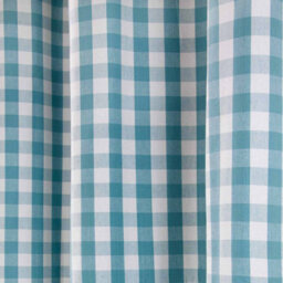 Homescapes Cotton Blue Block Check Gingham Eyelet Curtains 137 X 228 Cm - thumbnail 4