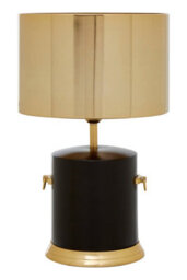 Orsina Luxe Gold Drum Shade Table Lamp, Black & Gold Modern Accent Light For Living Room Or Bedroom