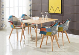 Life Interiors Set Of 6 Multicolor Patchwork Fabaric Upholstered Accent Chairs With Wooden Legs, Mid-Century Modern Armchair - thumbnail 8